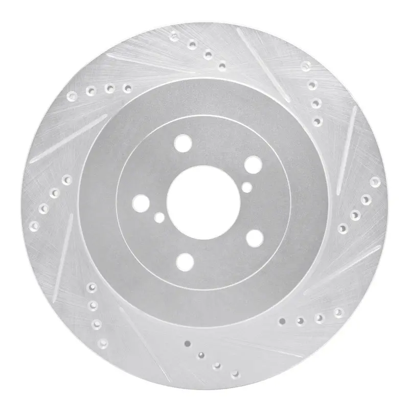 R1 03-04 Subaru Impreza Rear Right Drilled & Slotted Silver Brake Rotor 1