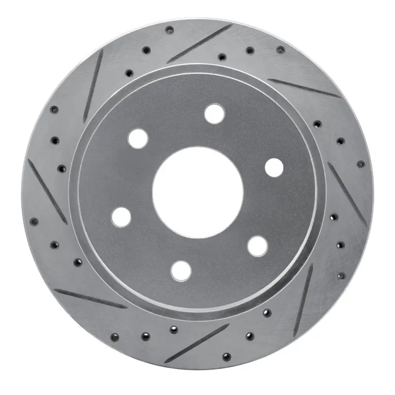 R1 03-05 Chevrolet Express 2500 Rear Left Drilled & Slotted Silver Brake Rotor 1