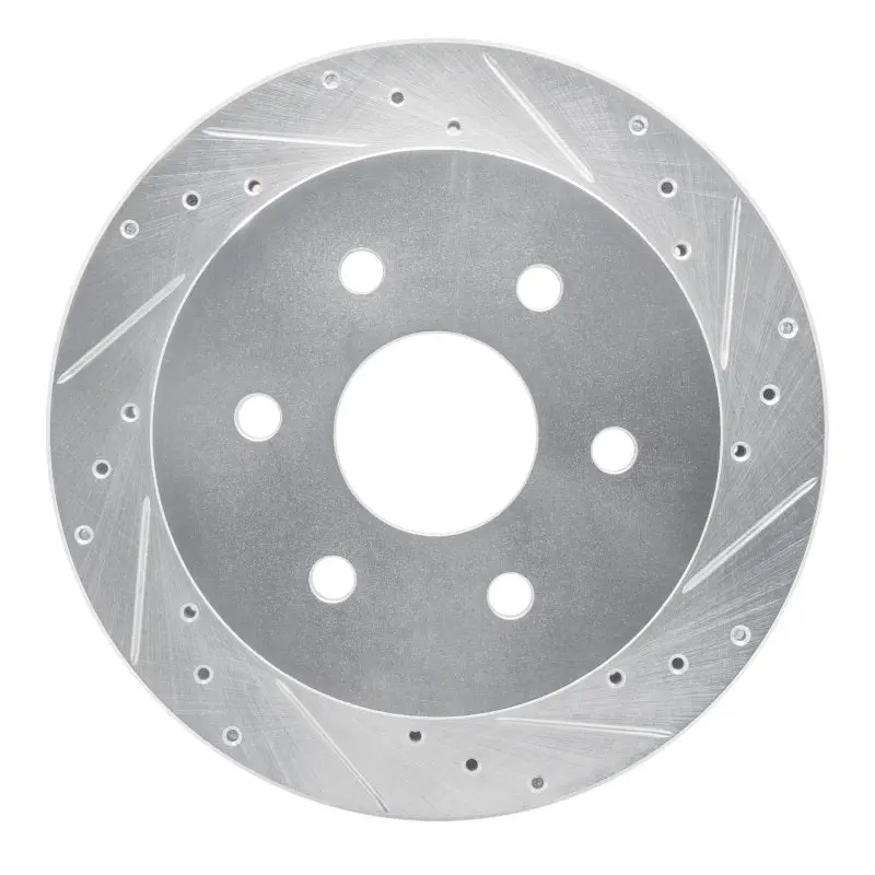 R1 03-05 Chevrolet Express 2500 Rear Right Drilled & Slotted Silver Brake Rotor 1