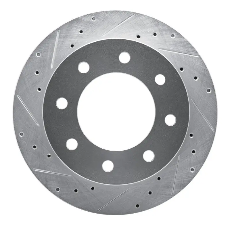R1 03-05 Chevrolet Silverado 1500 Rear Left Drilled & Slotted Silver Brake Rotor 1