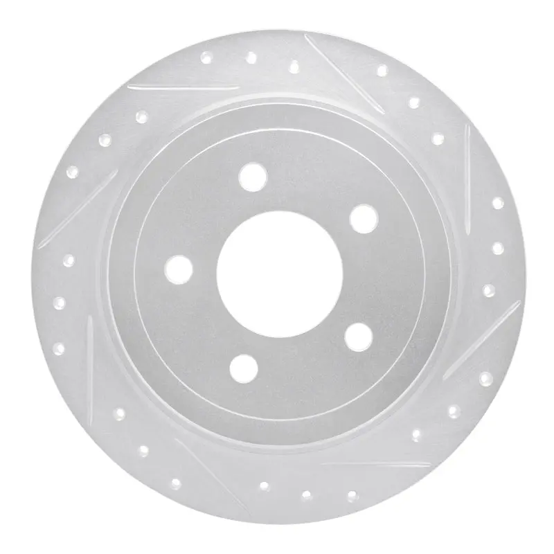 R1 03-05 Ford Explorer Sport Rear Right Drilled & Slotted Silver Brake Rotor 1