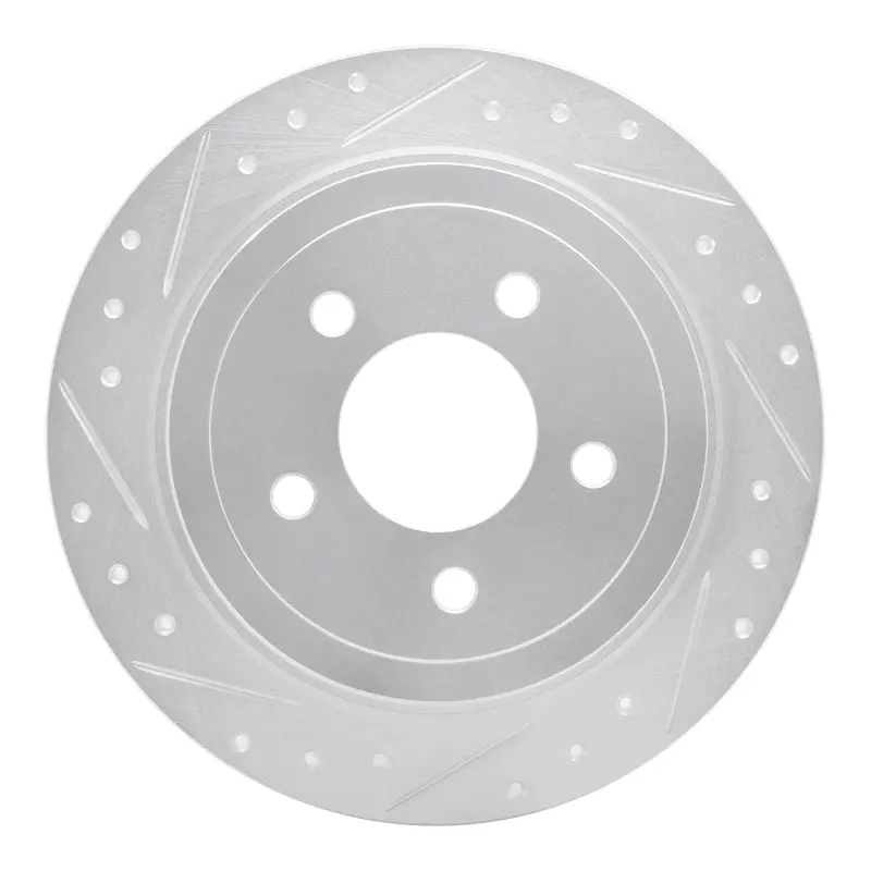 R1 03-05 Ford Explorer Sport Trac Rear Left Drilled & Slotted Silver Brake Rotor 1