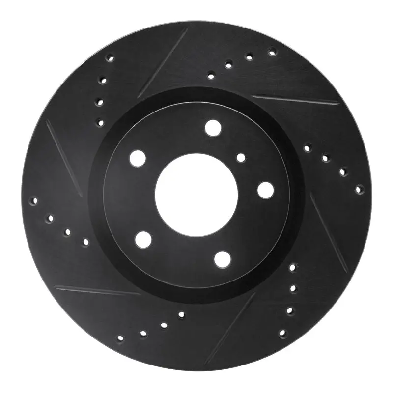 R1 03-05 Infiniti G35 Front Left Drilled & Slotted Black Brake Rotor 1