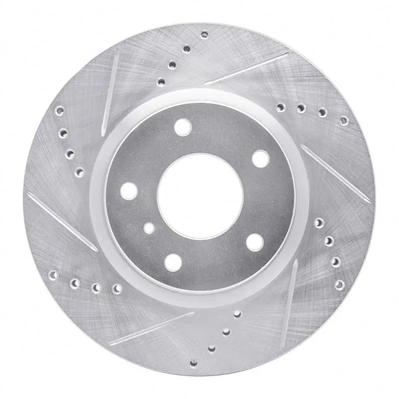 R1 03-05 Infiniti G35 Front Left Drilled & Slotted Silver Brake Rotor 1