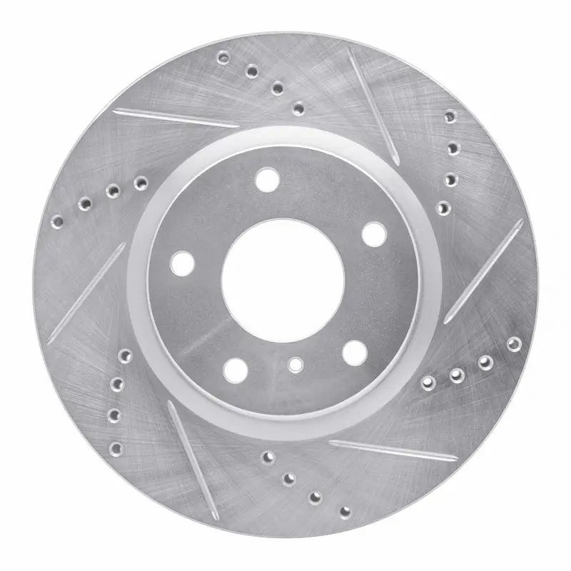 R1 03-05 Infiniti G35 Front Right Drilled & Slotted Silver Brake Rotor 1