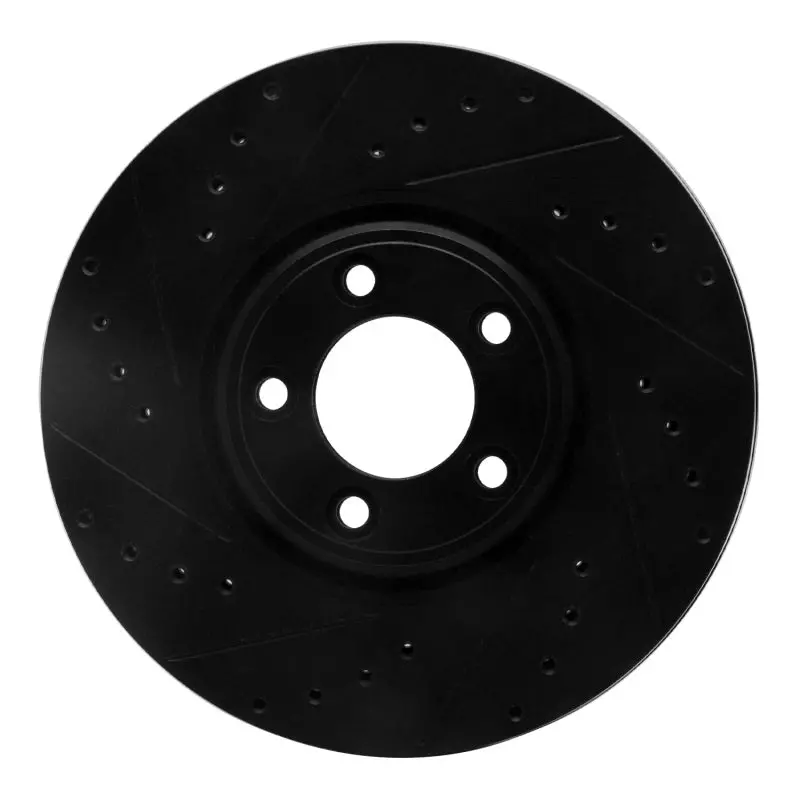 R1 03-05 Jaguar S-Type Front Left Drilled & Slotted Black Brake Rotor 1