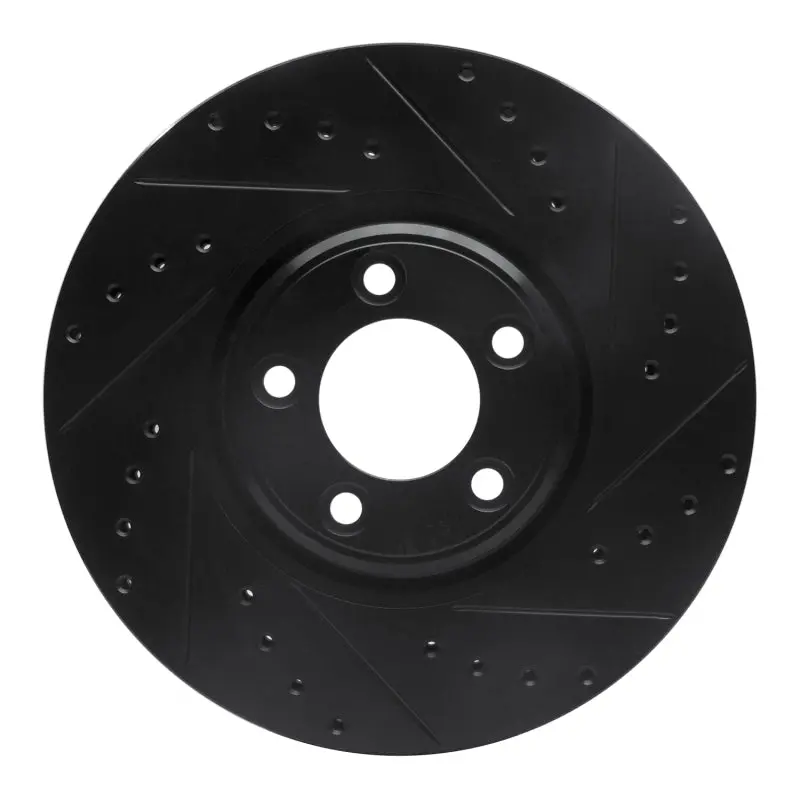 R1 03-05 Jaguar Vanden Plas Front Right Drilled & Slotted Black Brake Rotor 1