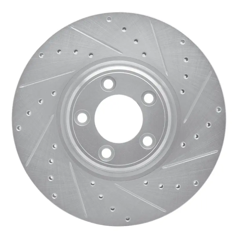 R1 03-05 Jaguar Vanden Plas Front Right Drilled & Slotted Silver Brake Rotor 1