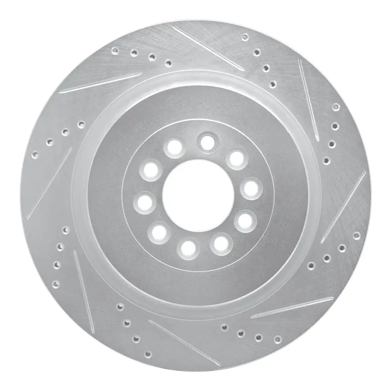 R1 03-05 Jaguar Xjr Front Right Drilled & Slotted Silver Brake Rotor 1