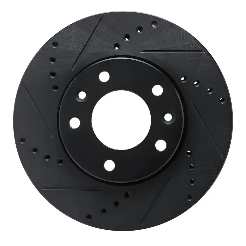 R1 03-05 Kia Sedona Front Left Drilled & Slotted Black Brake Rotor 1