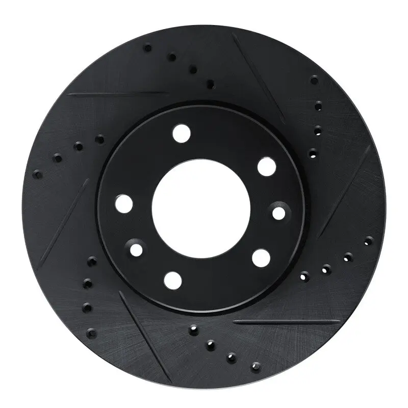 R1 03-05 Kia Sedona Front Right Drilled & Slotted Black Brake Rotor 1