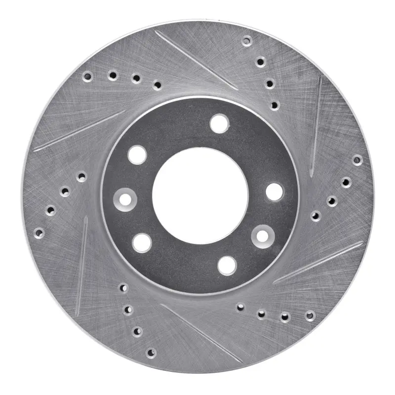 R1 03-05 Kia Sedona Front Right Drilled & Slotted Silver Brake Rotor 1