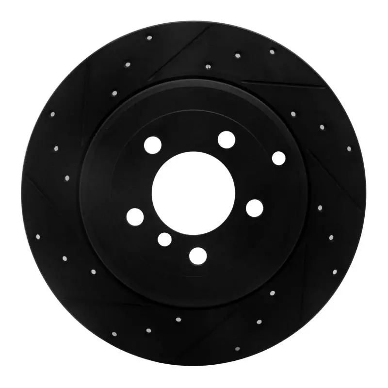 R1 03-05 Land Rover Range Rover Rear Left Drilled & Slotted Black Brake Rotor 1