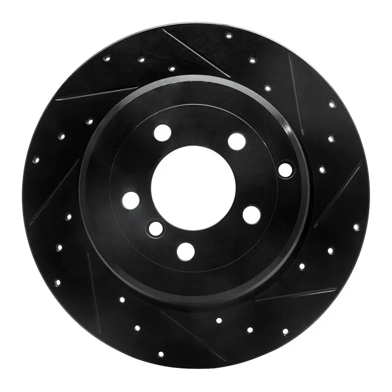 R1 03-05 Land Rover Range Rover Rear Right Drilled & Slotted Black Brake Rotor 1