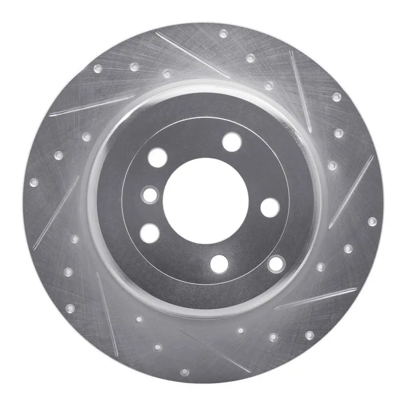 R1 03-05 Land Rover Range Rover Rear Right Drilled & Slotted Silver Brake Rotor 1