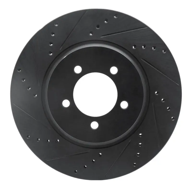 R1 03-05 Lincoln Aviator Front Left Drilled & Slotted Black Brake Rotor 1