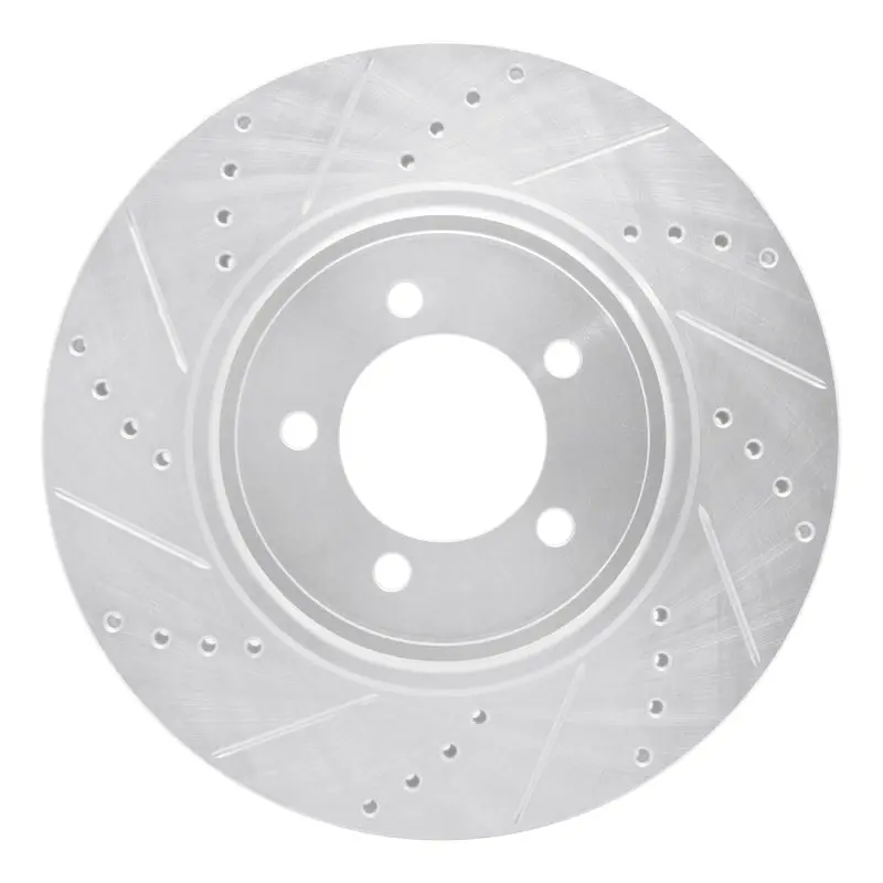 R1 03-05 Lincoln Aviator Front Left Drilled & Slotted Silver Brake Rotor 1
