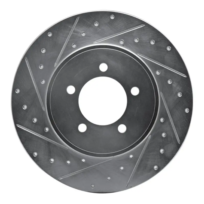 R1 03-05 Lincoln Aviator Rear Left Drilled & Slotted Silver Brake Rotor 1