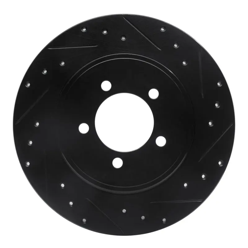 R1 03-05 Lincoln Aviator Rear Right Drilled & Slotted Black Brake Rotor 1