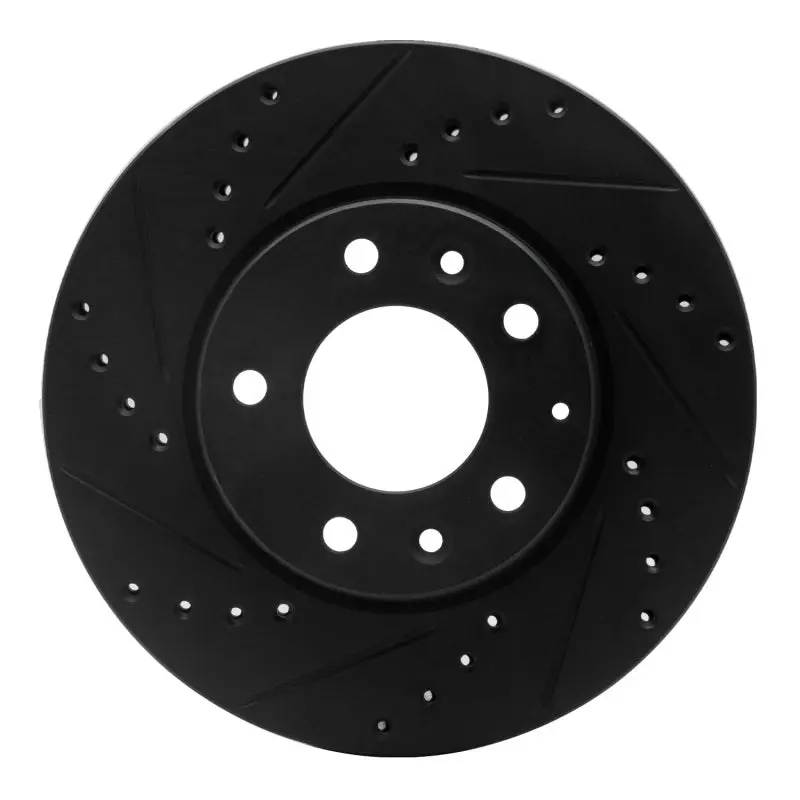 R1 03-05 Mazda 6 Front Left Drilled & Slotted Black Brake Rotor 1