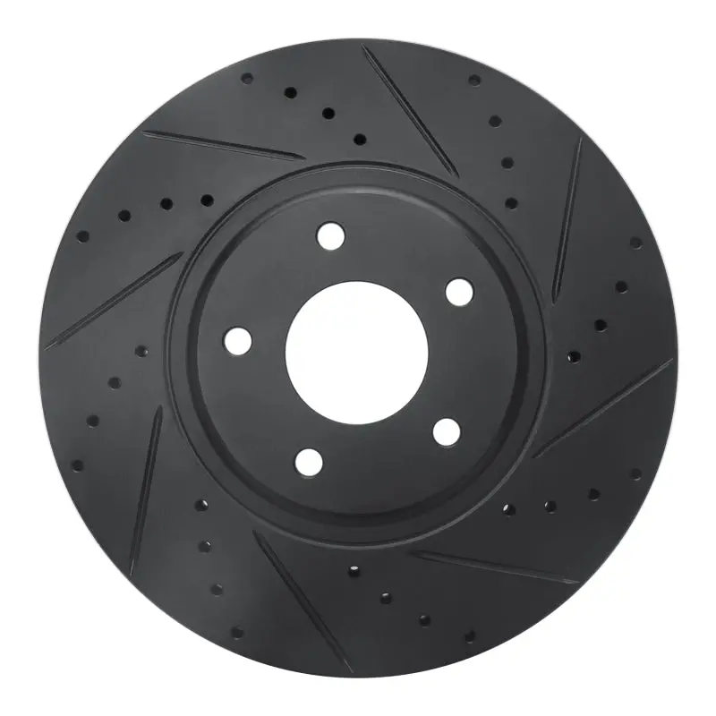 R1 03-05 Nissan Maxima Front Right Drilled & Slotted Black Brake Rotor 1