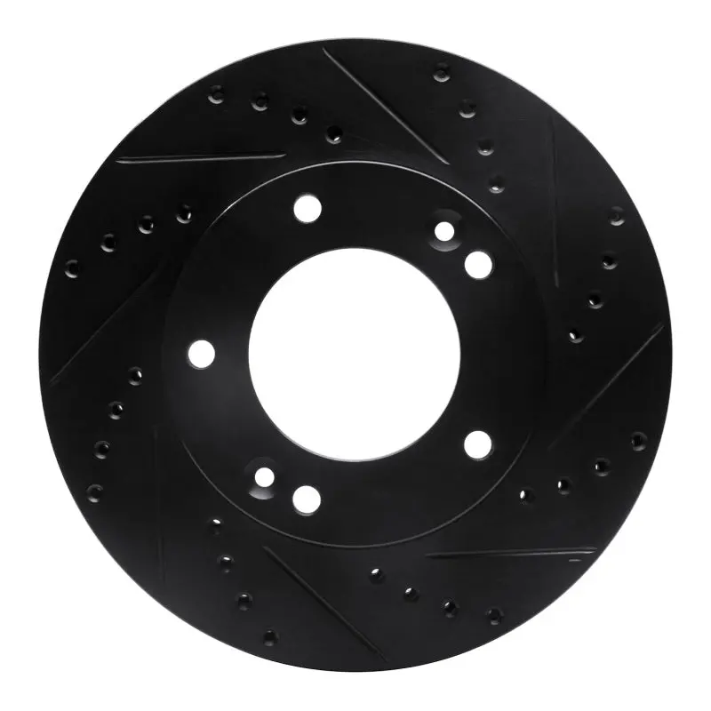 R1 03-06 Kia Sorento Front Right Drilled & Slotted Black Brake Rotor 1