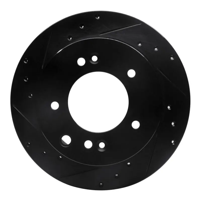 R1 03-06 Kia Sorento Rear Left Drilled & Slotted Black Brake Rotor 1