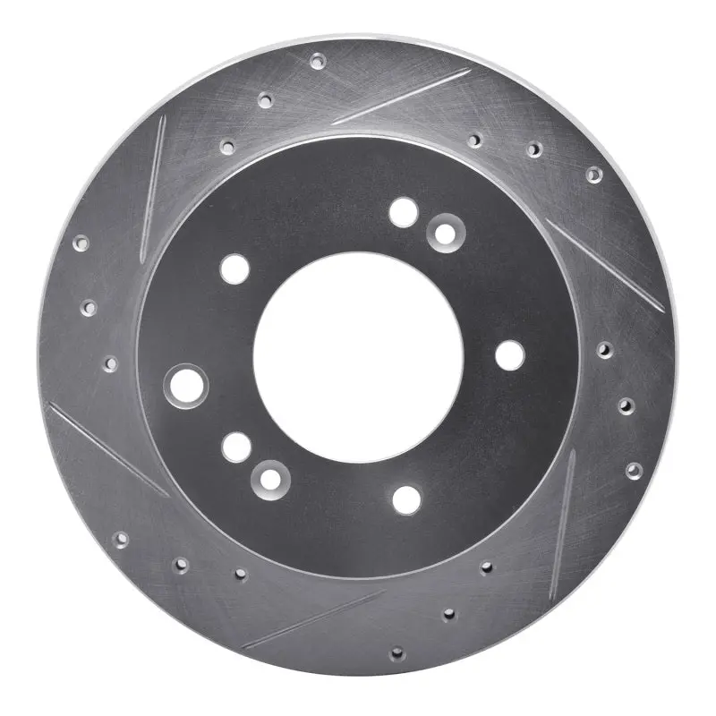 R1 03-06 Kia Sorento Rear Left Drilled & Slotted Silver Brake Rotor 1