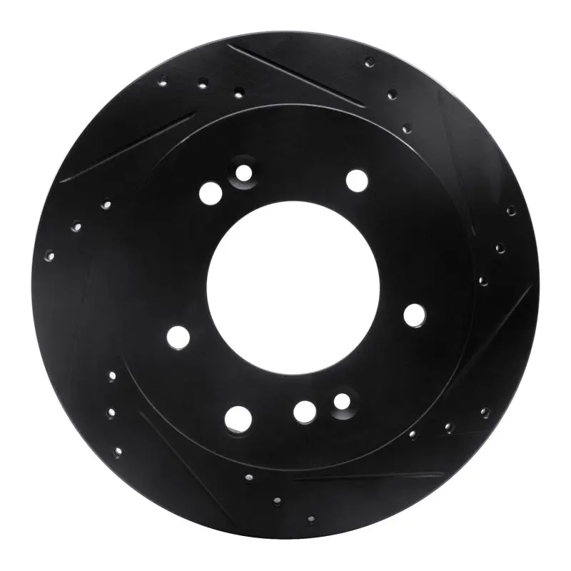 R1 03-06 Kia Sorento Rear Right Drilled & Slotted Black Brake Rotor 1