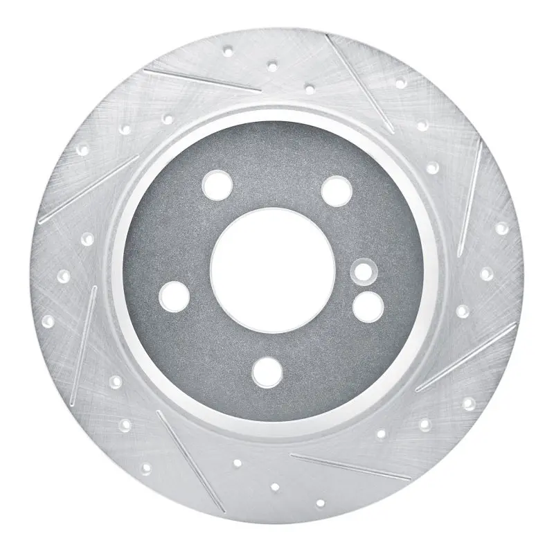 R1 03-06 Mercedes-Benz Sl500 Rear Right Drilled & Slotted Silver Brake Rotor 1