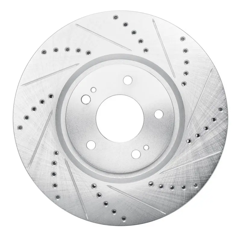 R1 03-06 Mitsubishi Lancer Front Right Drilled & Slotted Silver Brake Rotor 1