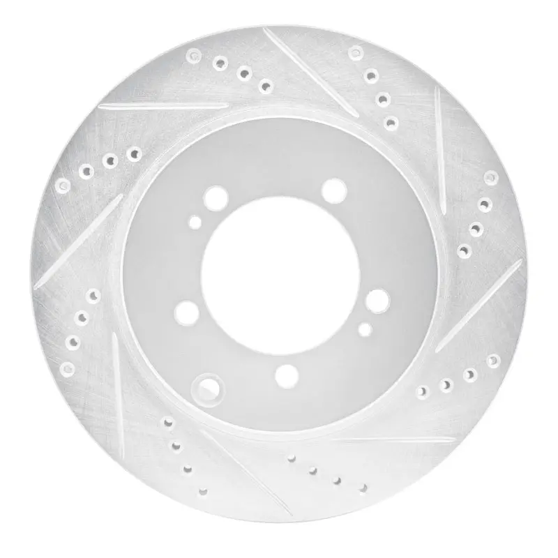 R1 03-06 Mitsubishi Lancer Rear Right Drilled & Slotted Silver Brake Rotor 1