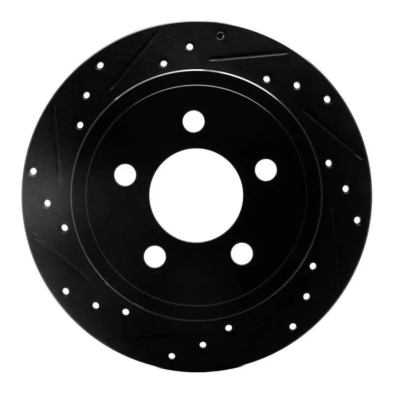 R1 03-07 Jeep Liberty Rear Left Drilled & Slotted Black Brake Rotor 1
