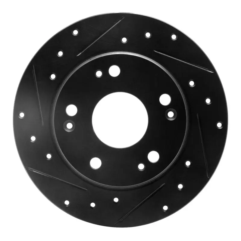 R1 03-08 Acura Tsx Rear Left Drilled & Slotted Black Brake Rotor 1