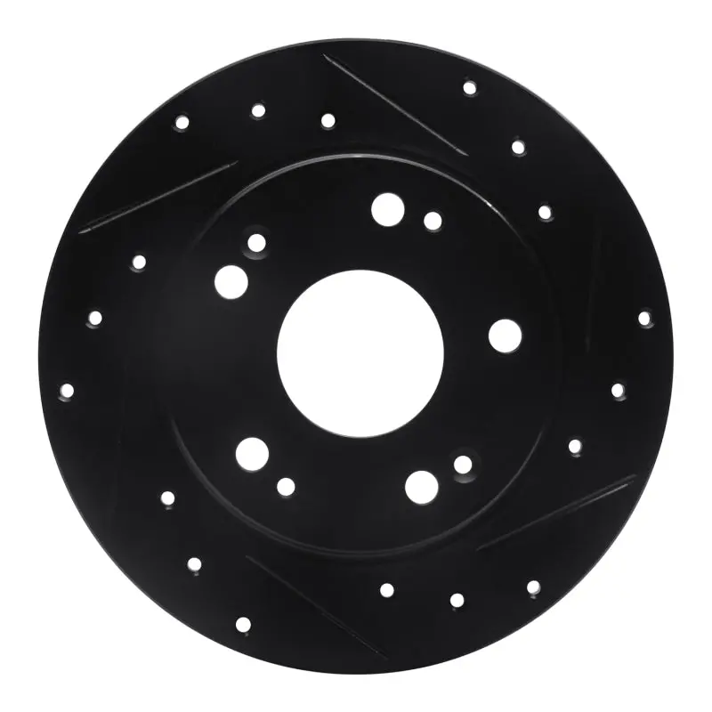 R1 03-08 Acura Tsx Rear Right Drilled & Slotted Black Brake Rotor 1