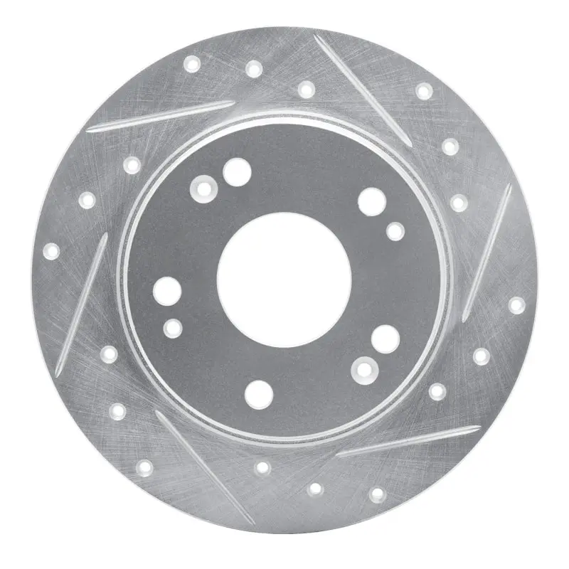 R1 03-08 Acura Tsx Rear Right Drilled & Slotted Silver Brake Rotor 1