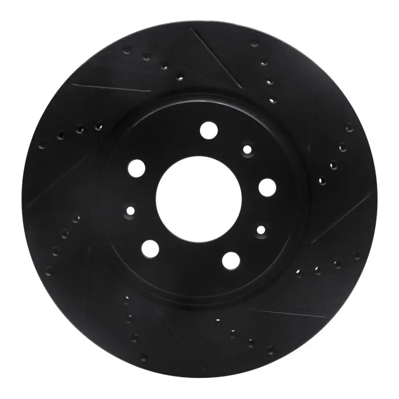 R1 03-08 Cadillac Sts Front Right Drilled & Slotted Black Brake Rotor 1