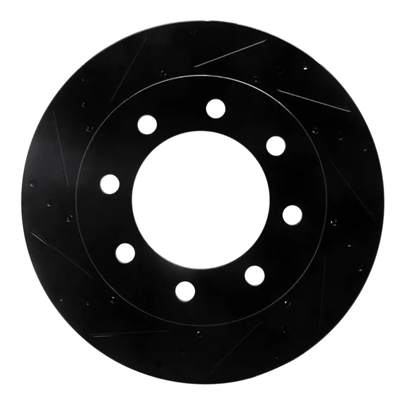 R1 03-08 Dodge Ram 2500 Front Left Drilled & Slotted Black Brake Rotor 1