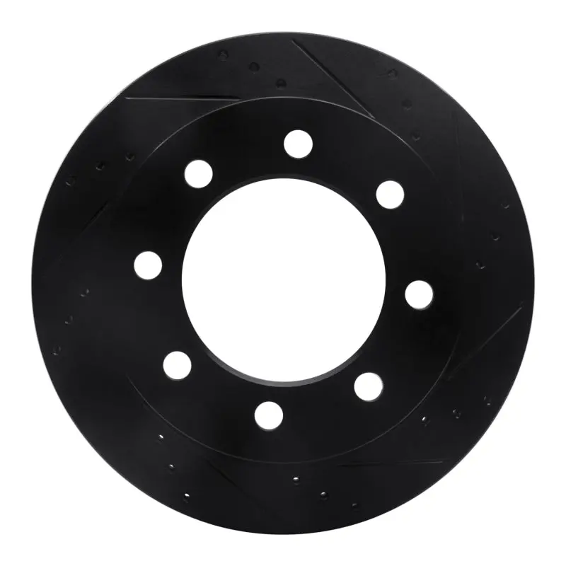 R1 03-08 Dodge Ram 3500 Rear Right Drilled & Slotted Black Brake Rotor 1
