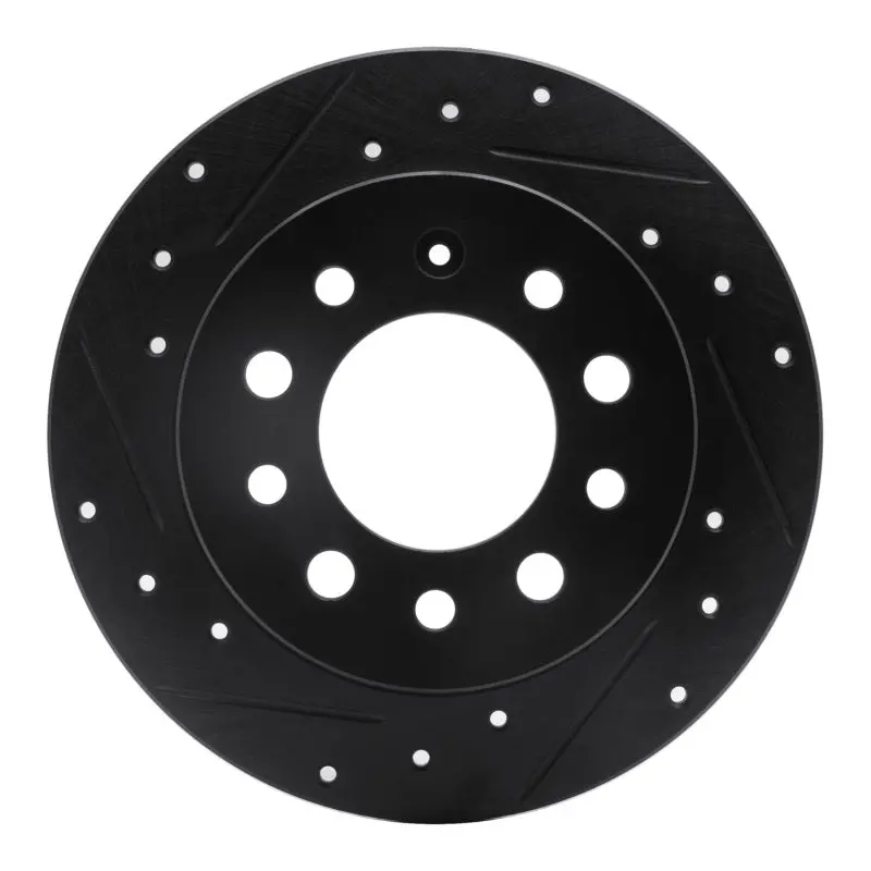 R1 03-08 Hyundai Tiburon Rear Left Drilled & Slotted Black Brake Rotor 1