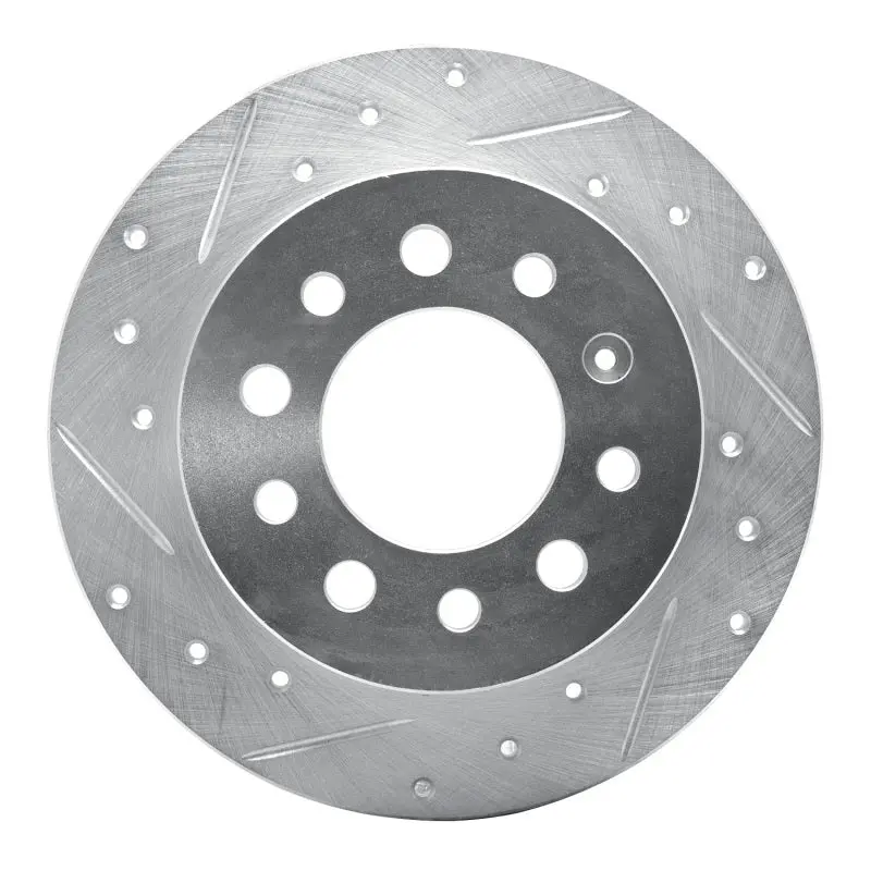 R1 03-08 Hyundai Tiburon Rear Left Drilled & Slotted Silver Brake Rotor 1