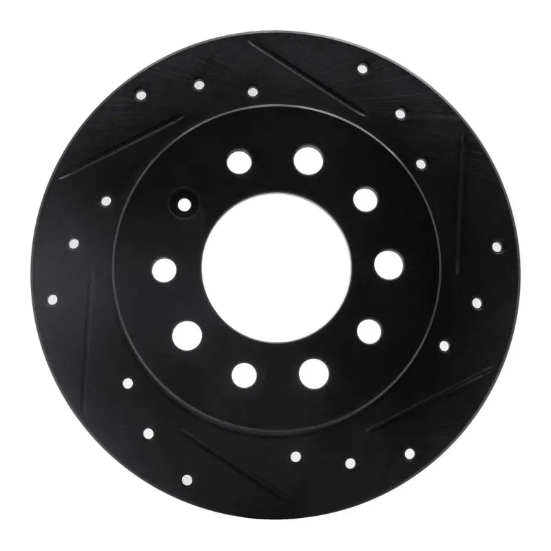 R1 03-08 Hyundai Tiburon Rear Right Drilled & Slotted Black Brake Rotor 1