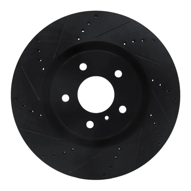 R1 03-08 Infiniti G35 Front Left Drilled & Slotted Black Brake Rotor 1