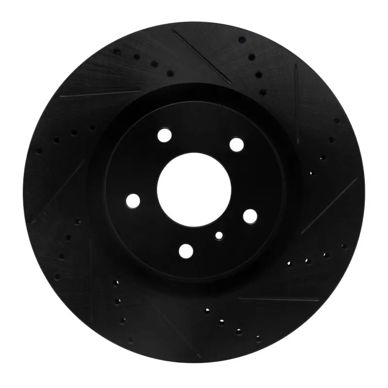 R1 03-08 Infiniti G35 Front Right Drilled & Slotted Black Brake Rotor 1