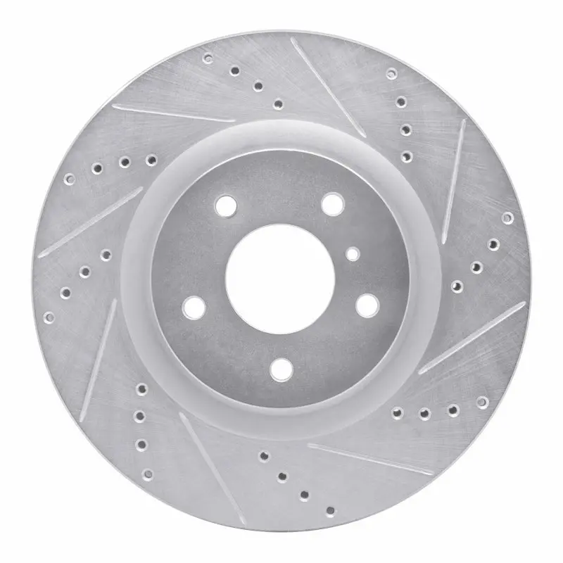 R1 03-08 Infiniti G35 Front Right Drilled & Slotted Silver Brake Rotor 1