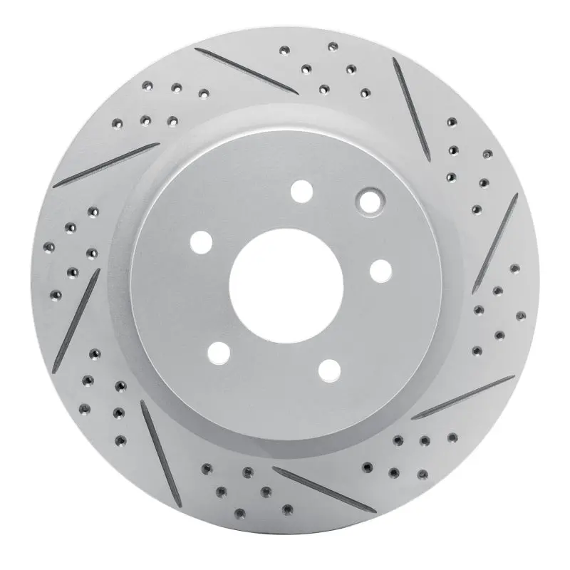 R1 03-08 Infiniti G35 Rear Right Drilled & Slotted Geo-Carbon Rotor 1