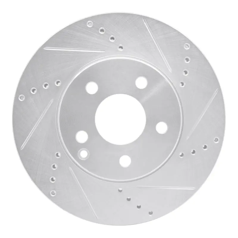 R1 03-09 Mercedes-Benz E350 Front Right Drilled & Slotted Silver Brake Rotor 1
