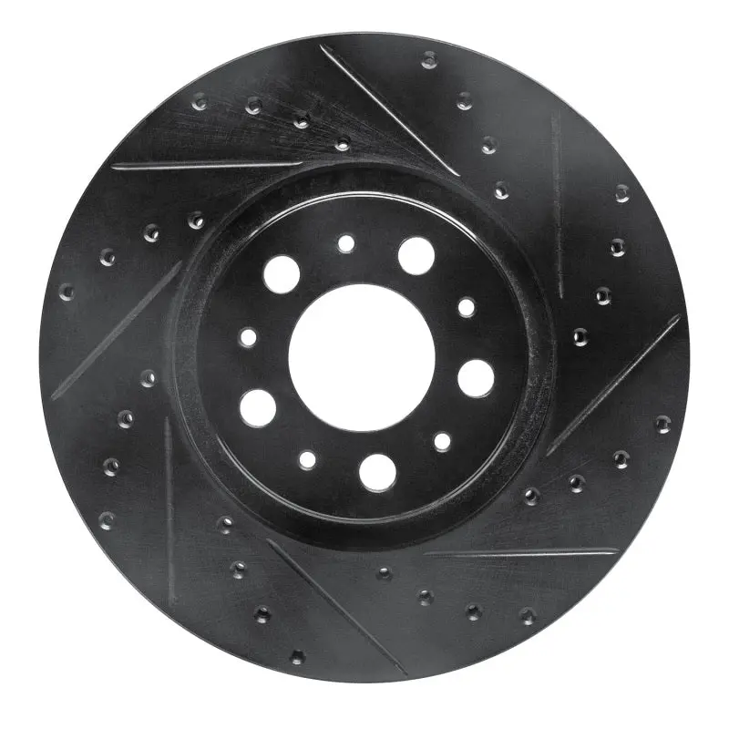 R1 03-09 Volvo Xc90 Front Right Drilled & Slotted Black Brake Rotor 1