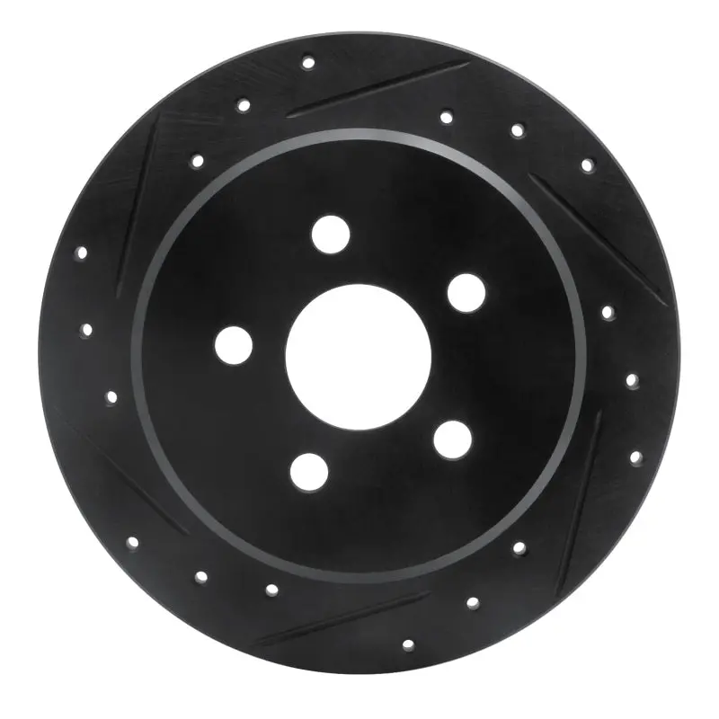 R1 03-10 Chrysler Pt Cruiser Rear Left Drilled & Slotted Black Brake Rotor 1