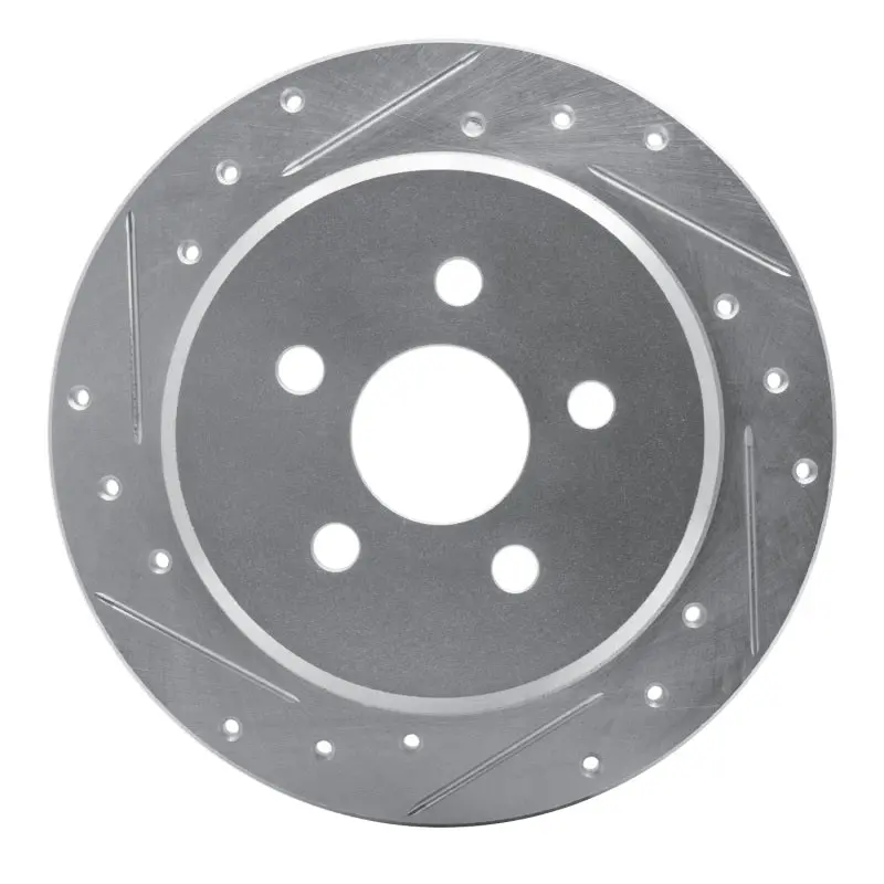 R1 03-10 Chrysler Pt Cruiser Rear Left Drilled & Slotted Silver Brake Rotor 1